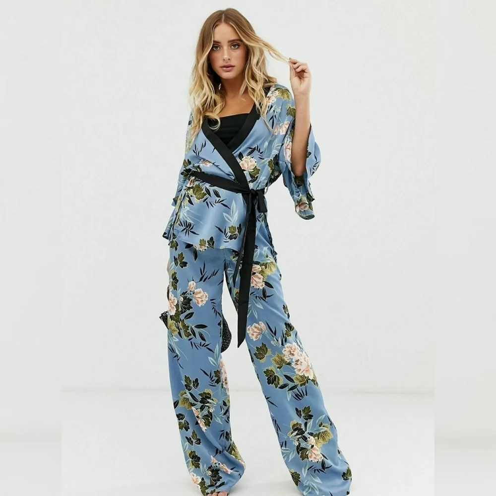 MISSGUIDED // ltd ed sexy-chic floral ruffle detail kimono wrap style jacket - Picture 9 of 10